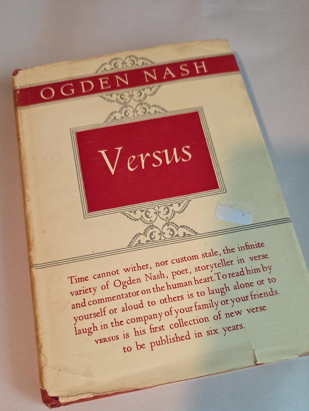 "Versus" by Ogden Nash - Vintage Hardcover Book